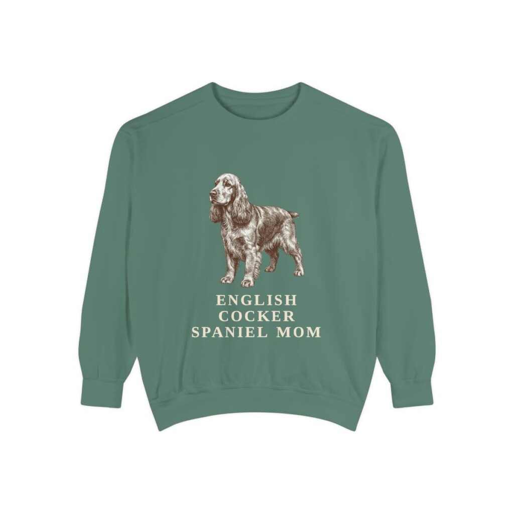 English Cocker Spaniel Mom Sweatshirt, Light Green, front view