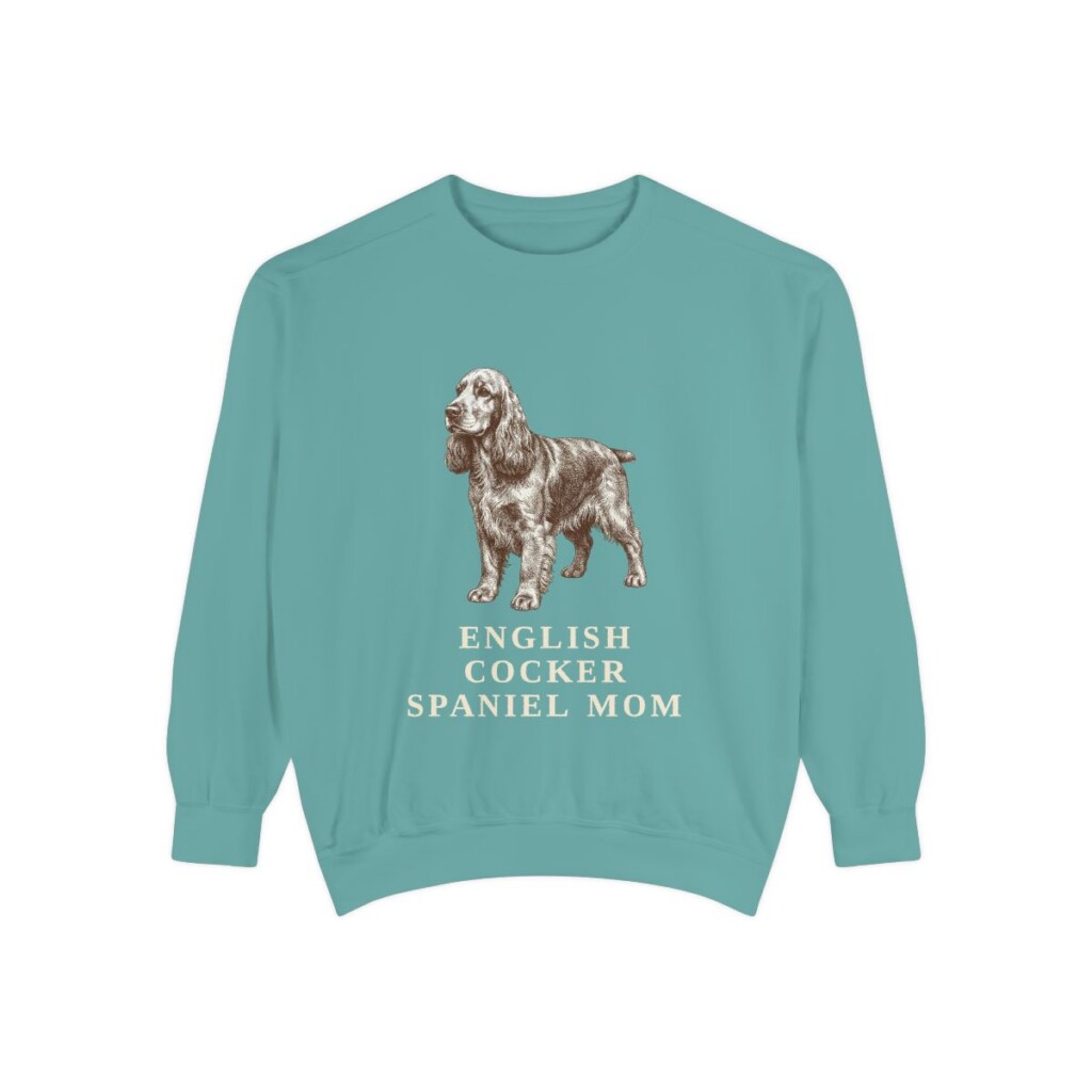 English Cocker Spaniel Mom Sweatshirt, Seafoam, front view