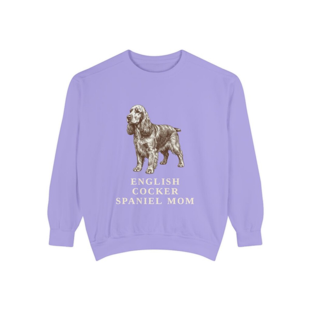 English Cocker Spaniel Mom Sweatshirt, Violet, front view