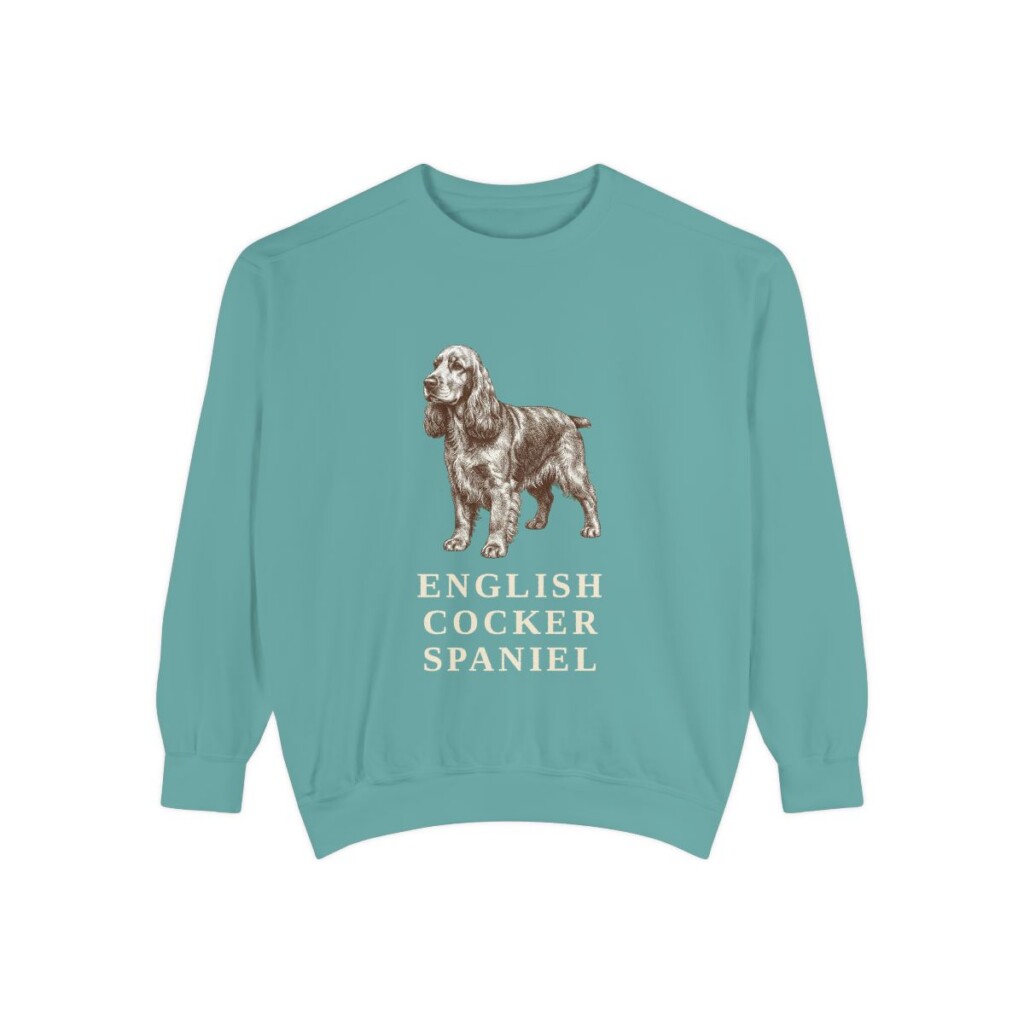 English Cocker Spaniel Sweatshirt, Seafoam, front view