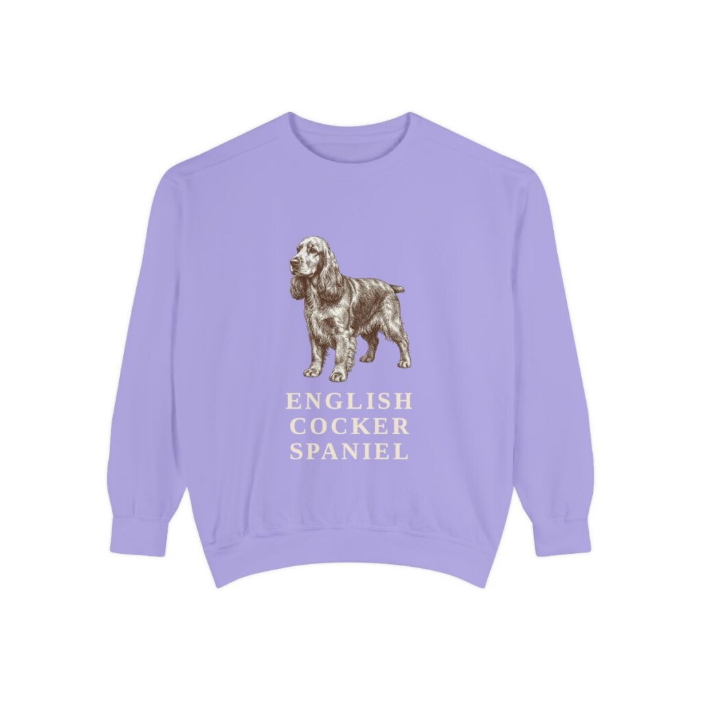English Cocker Spaniel Sweatshirt, Violet, front view