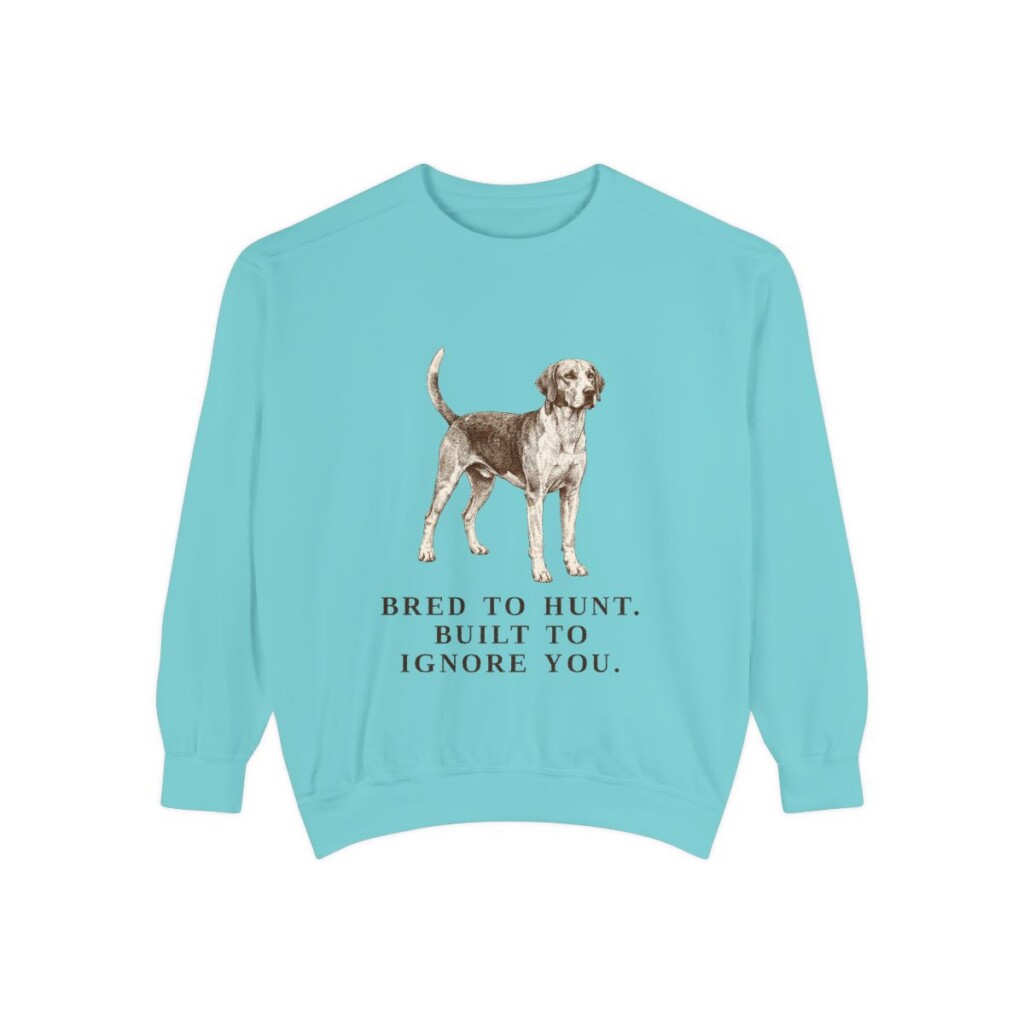 English Foxhound Humor Sweatshirt, Chalky Mint, front view