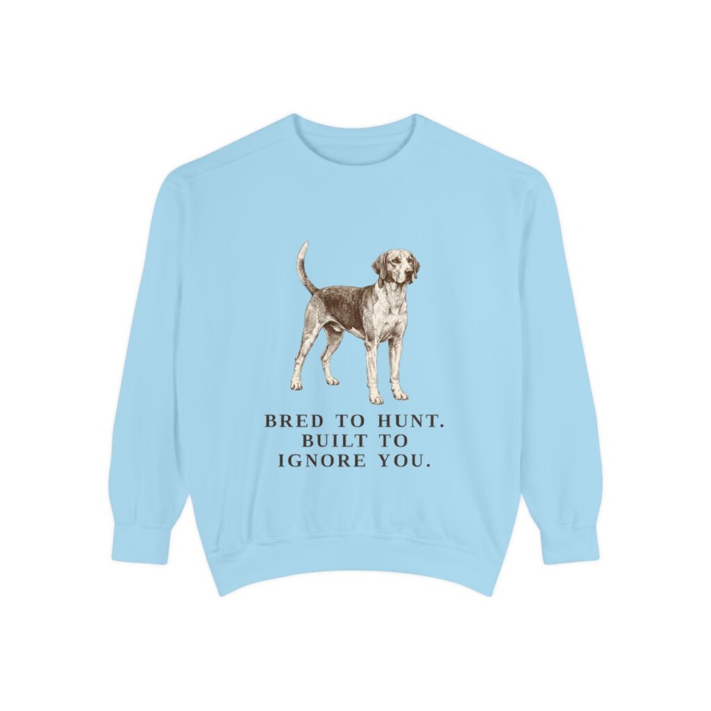 English Foxhound Humor Sweatshirt, Chambray, front view
