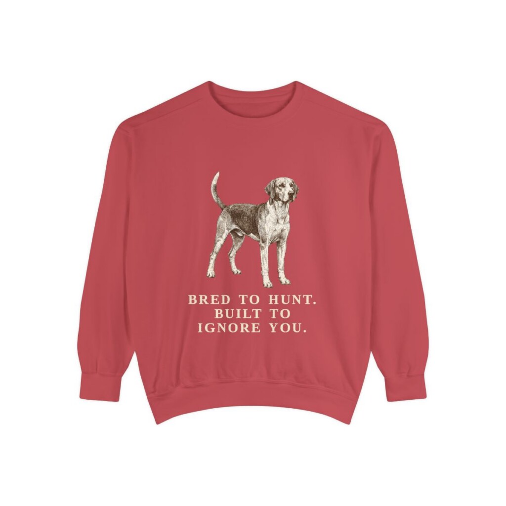 English Foxhound Humor Sweatshirt, Crimson, front view