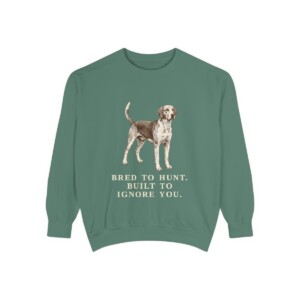 English Foxhound Humor Sweatshirt, Light Green, front view