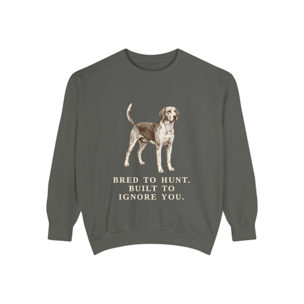 English Foxhound Humor Sweatshirt, Pepper, front view