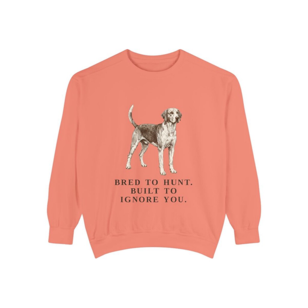 English Foxhound Humor Sweatshirt, Terracotta, front view