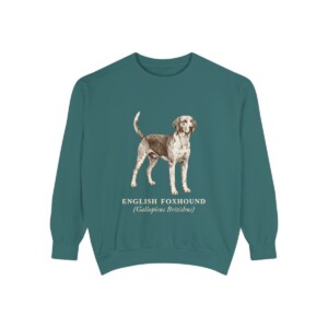 English Foxhound Latin Sweatshirt, Blue Spruce, front view