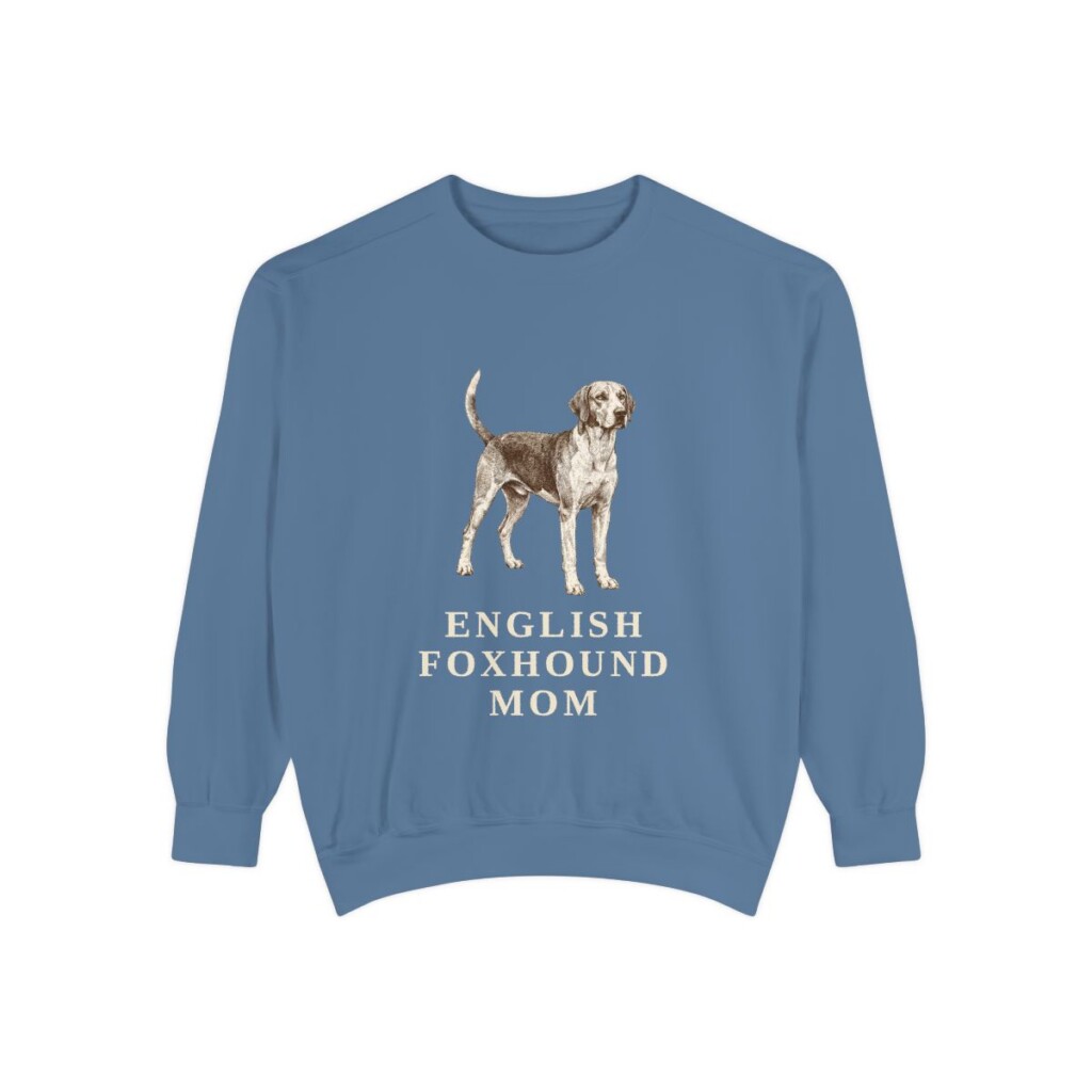 English Foxhound Mom Sweatshirt, Blue Jean, front view