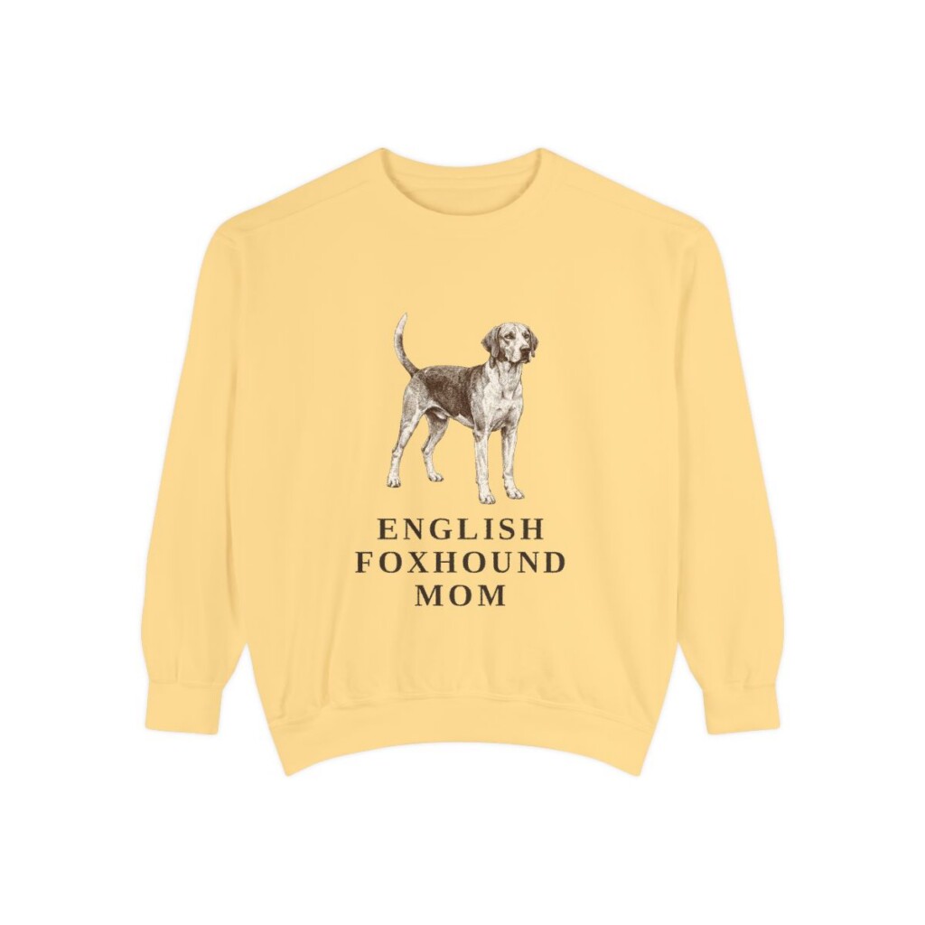 English Foxhound Mom Sweatshirt, Butter, front view