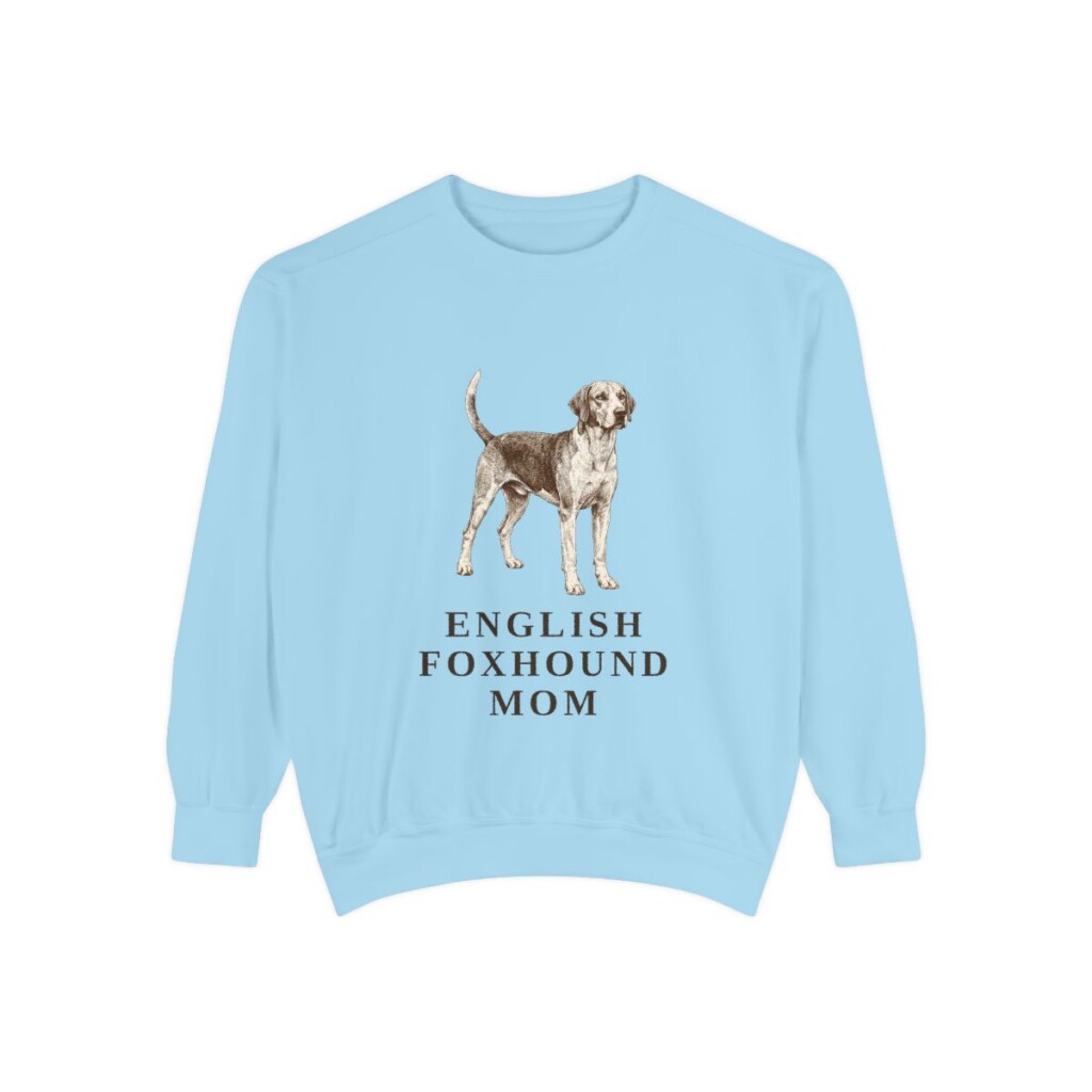 English Foxhound Mom Sweatshirt, Chambray, front view