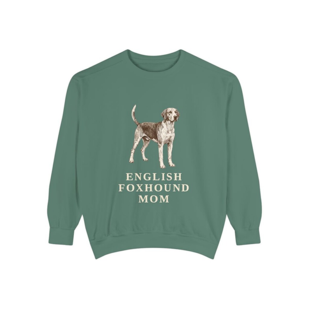 English Foxhound Mom Sweatshirt, Light Green, front view