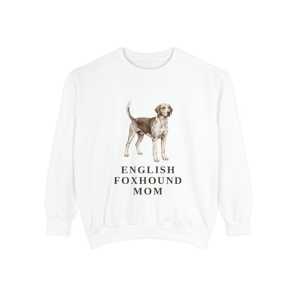 English Foxhound Mom Sweatshirt, White, front view