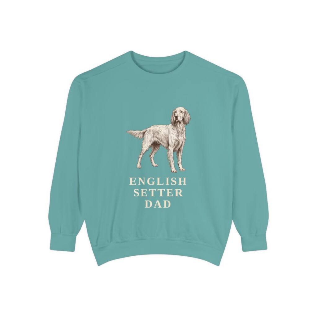 english-setter-sweatshirt-dad-seafoam English Setter Dad Sweatshirt, Seafoam, front view