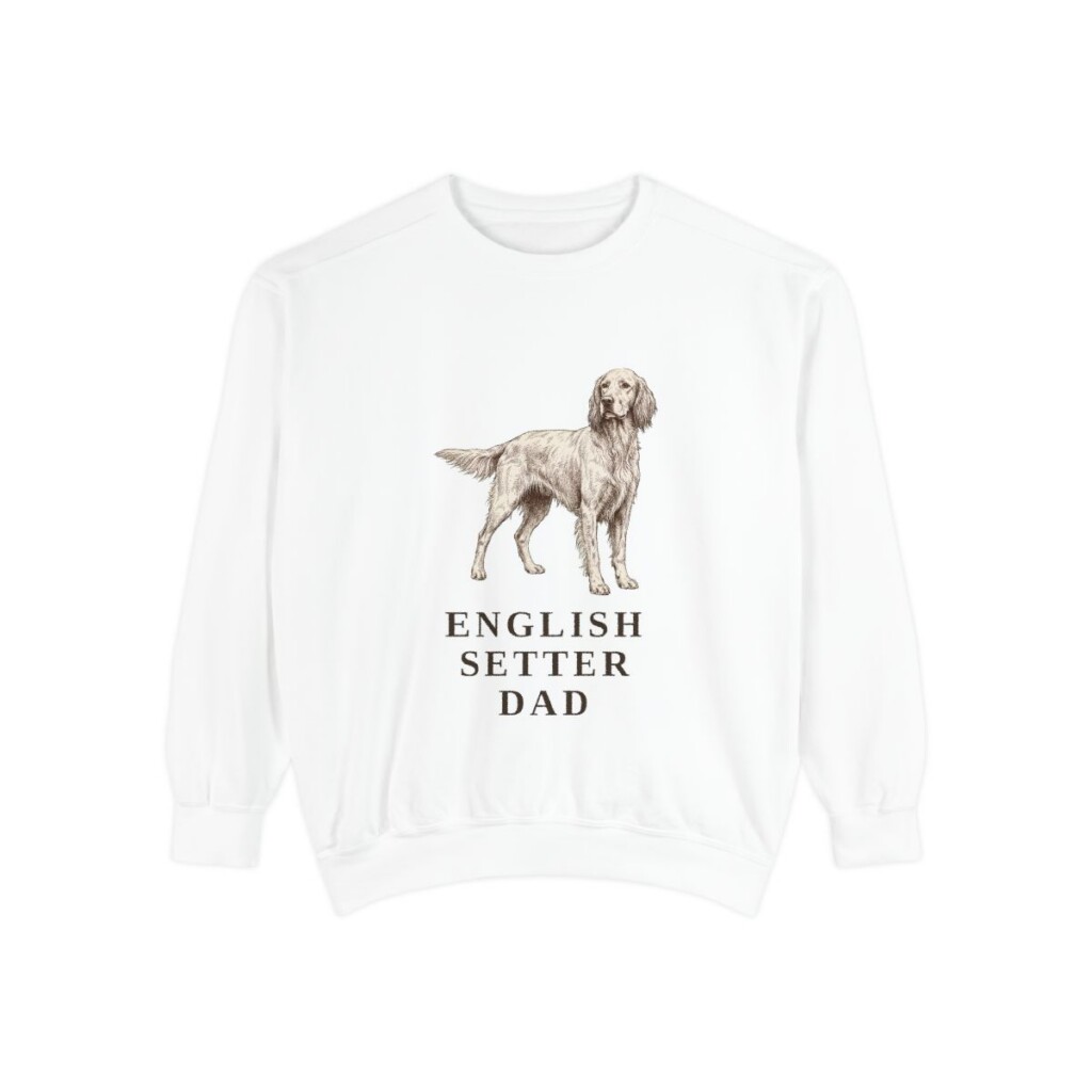 english-setter-sweatshirt-dad-white English Setter Dad Sweatshirt, White, front view
