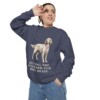 English Setter Humor Sweatshirt, Denim, person 2 context