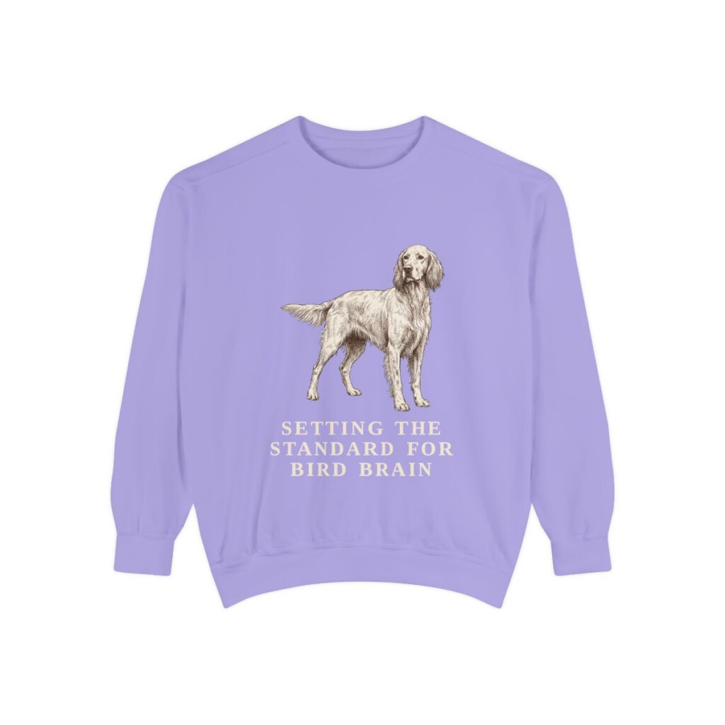 English Setter Humor Sweatshirt, Violet, front view
