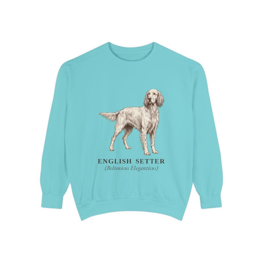English Setter Latin Sweatshirt, Chalky Mint, front view