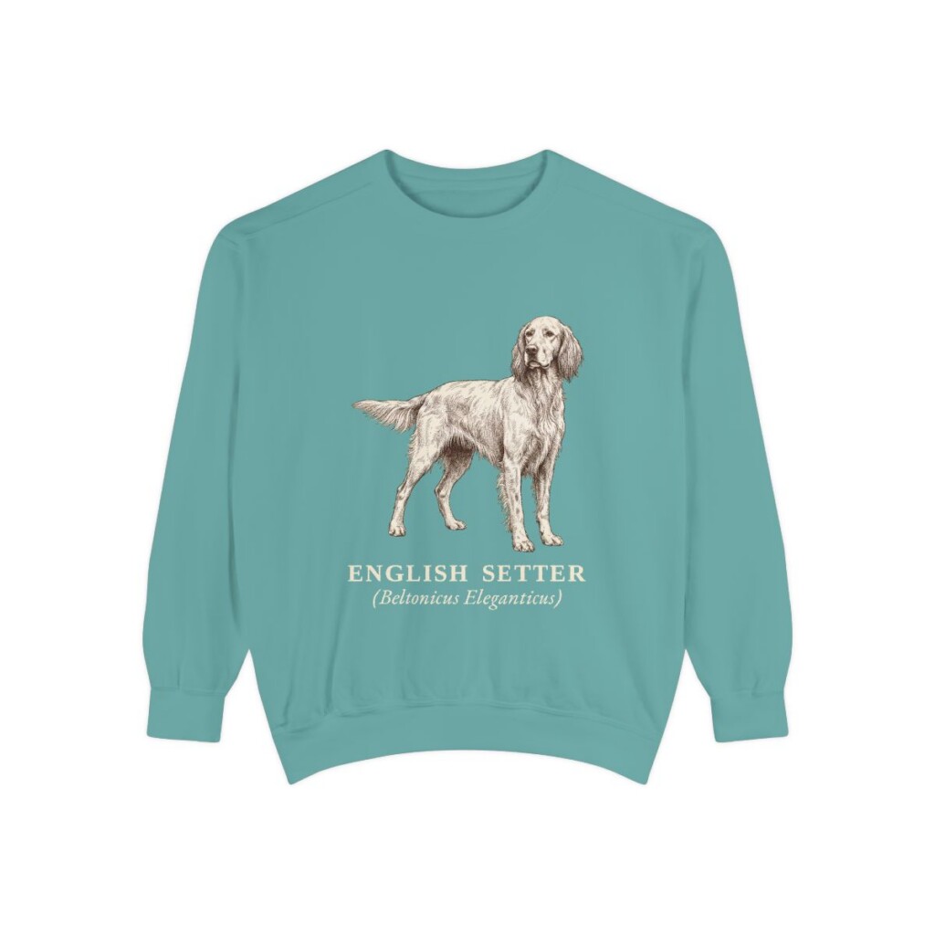 English Setter Latin Sweatshirt, Seafoam, front view