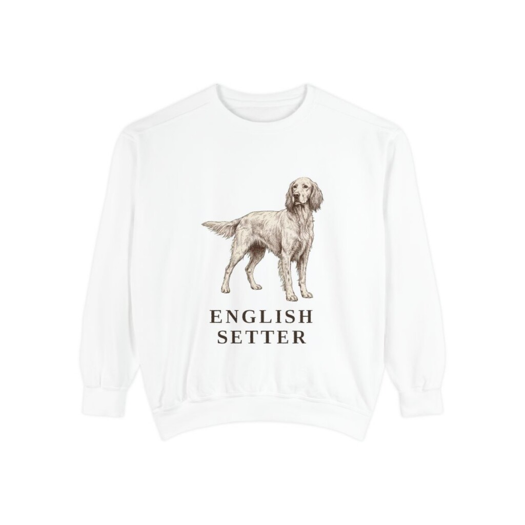 English Setter Sweatshirt, White, front view