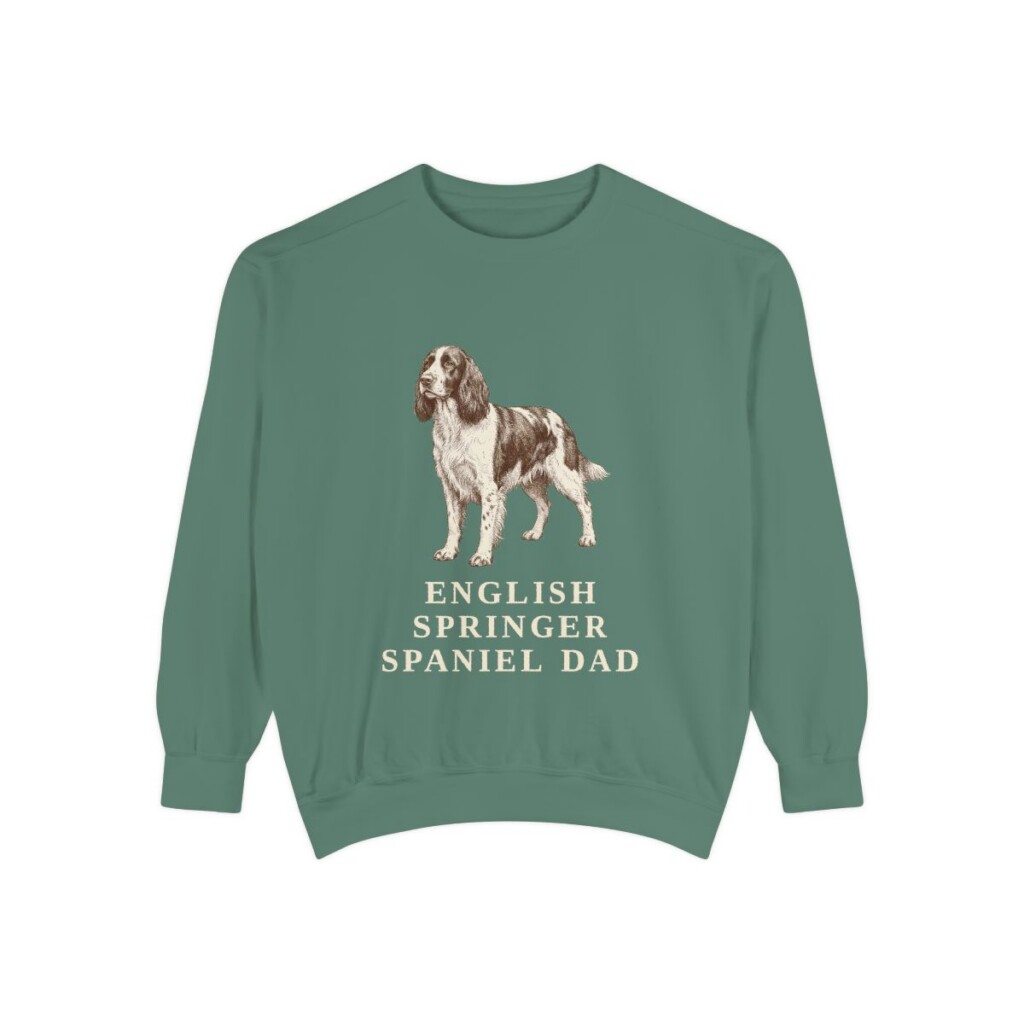 English Springer Spaniel Dad Sweatshirt, Light Green, front view