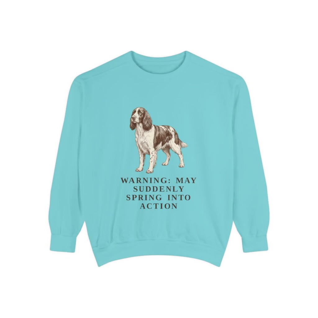 English Springer Spaniel Humor Sweatshirt, Chalky Mint, front view