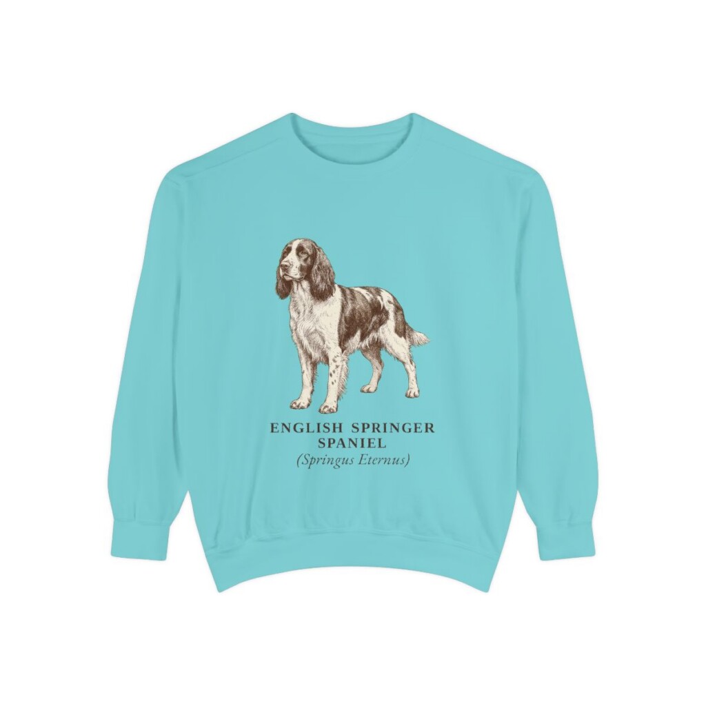 English Springer Spaniel Latin Sweatshirt, Chalky Mint, front view