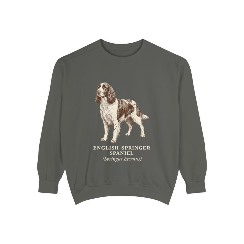 English Springer Spaniel Latin Sweatshirt, Pepper, front view