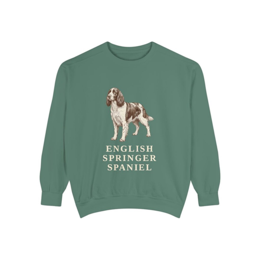 English Springer Spaniel Sweatshirt, Light Green, front view