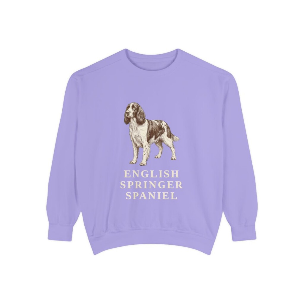 English Springer Spaniel Sweatshirt, Violet, front view