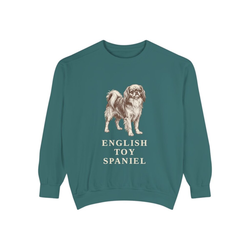 english-toy-spaniel-sweatshirt-blue-spruce English Toy Spaniel Sweatshirt, Blue Spruce, front view