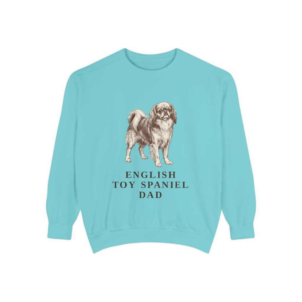 English Toy Spaniel Dad Sweatshirt, Chalky Mint, front view