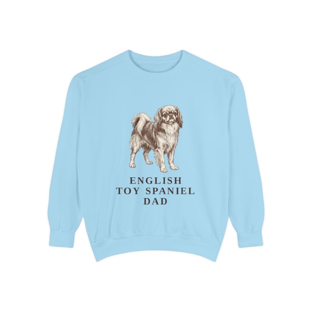 English Toy Spaniel Dad Sweatshirt, Chambray, front view