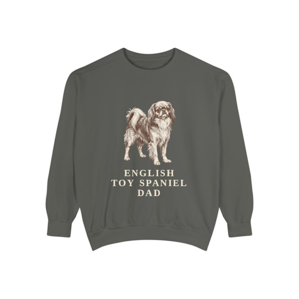 English Toy Spaniel Dad Sweatshirt, Pepper, front view