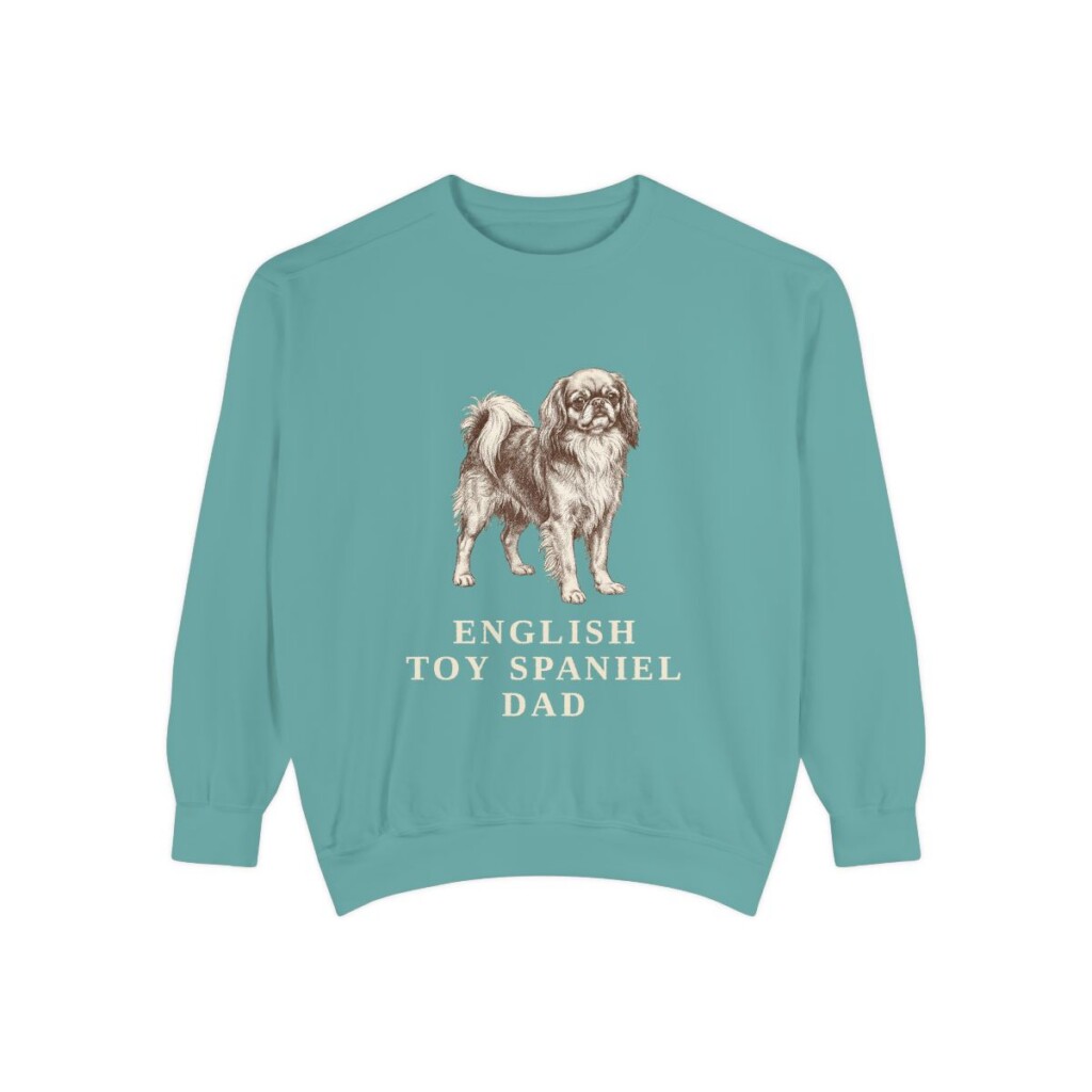 English Toy Spaniel Dad Sweatshirt, Seafoam, front view