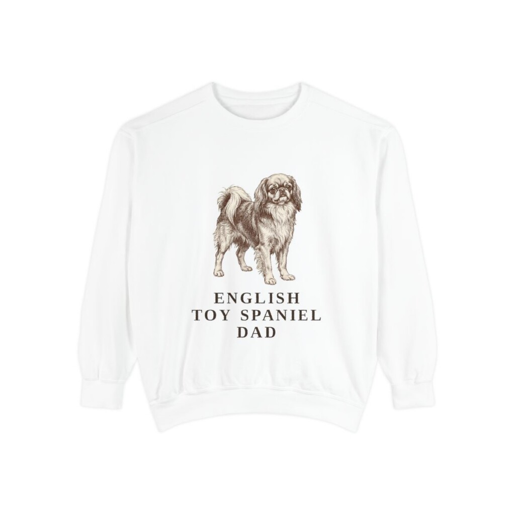English Toy Spaniel Dad Sweatshirt, White, front view