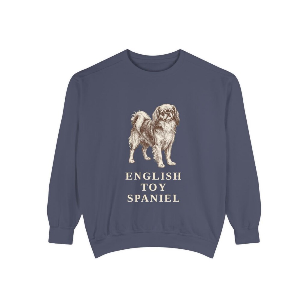 english-toy-spaniel-sweatshirt-denim English Toy Spaniel Sweatshirt, Denim, front view
