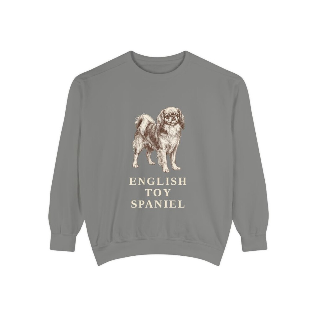 english-toy-spaniel-sweatshirt-grey English Toy Spaniel Sweatshirt, Grey, front view