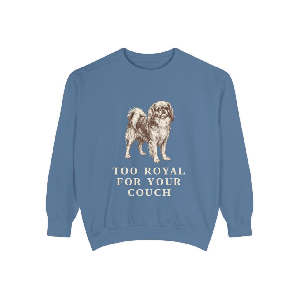 english-toy-spaniel-sweatshirt-humor-blue-jean English Toy Spaniel Humor Sweatshirt, Blue Jean, front view