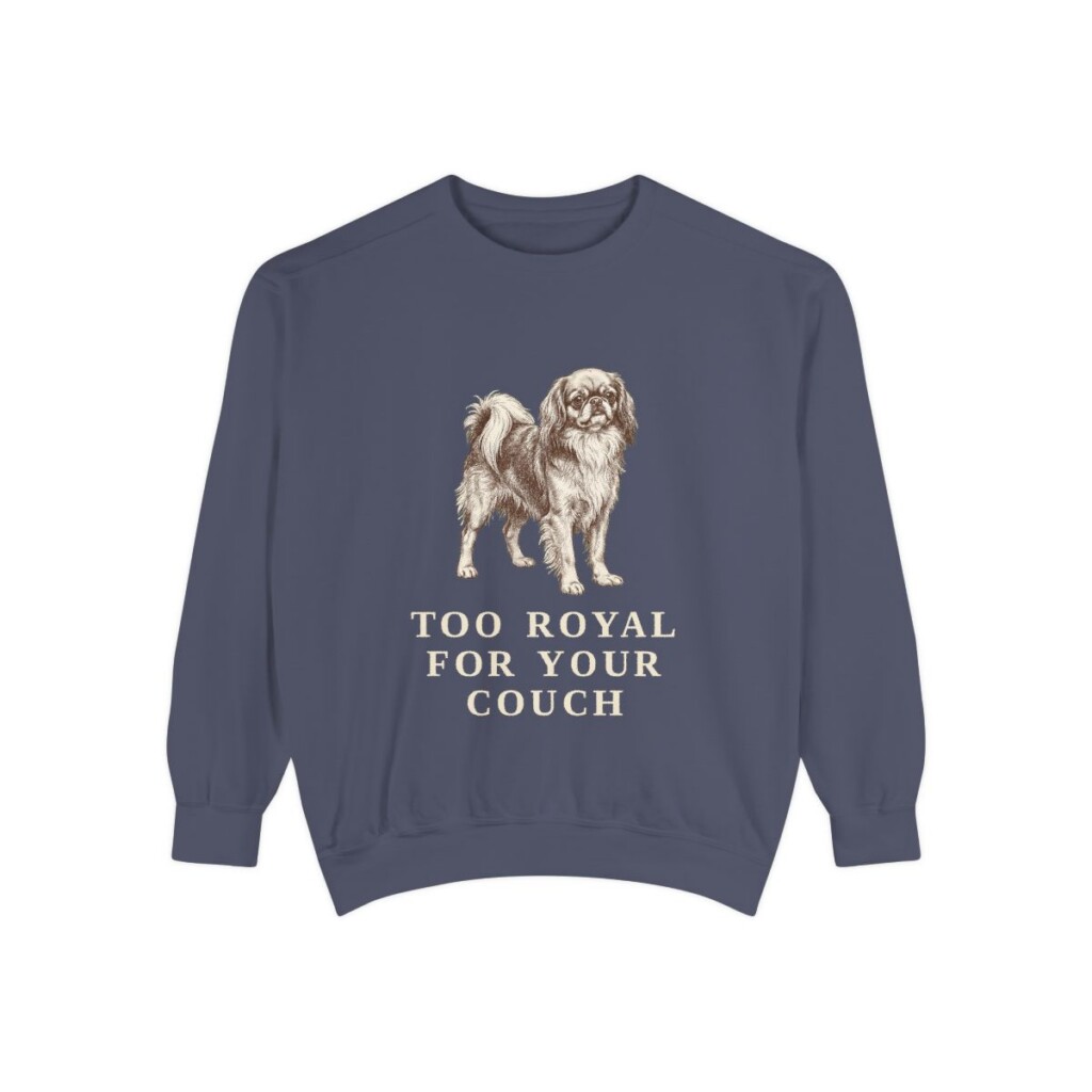 english-toy-spaniel-sweatshirt-humor-denim English Toy Spaniel Humor Sweatshirt, Denim, front view