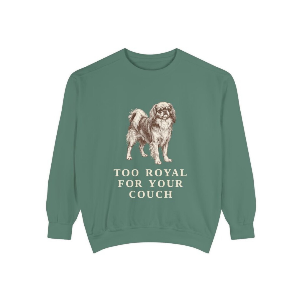 english-toy-spaniel-sweatshirt-humor-light-green English Toy Spaniel Humor Sweatshirt, Light Green, front view