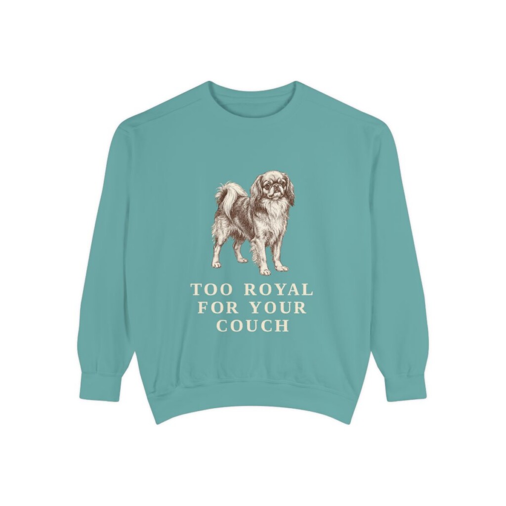english-toy-spaniel-sweatshirt-humor-seafoam English Toy Spaniel Humor Sweatshirt, Seafoam, front view