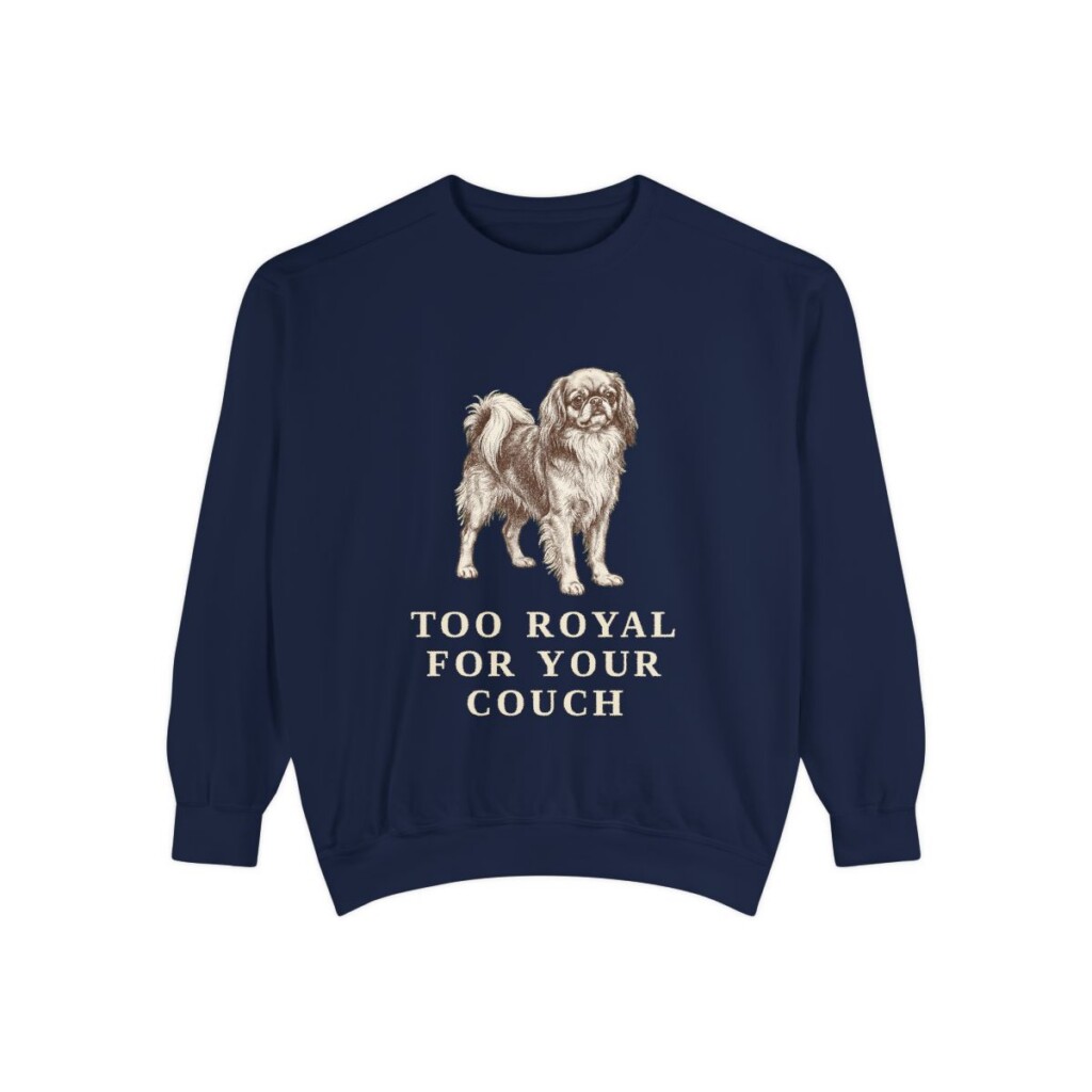 english-toy-spaniel-sweatshirt-humor-true-navy English Toy Spaniel Humor Sweatshirt, True Navy, front view
