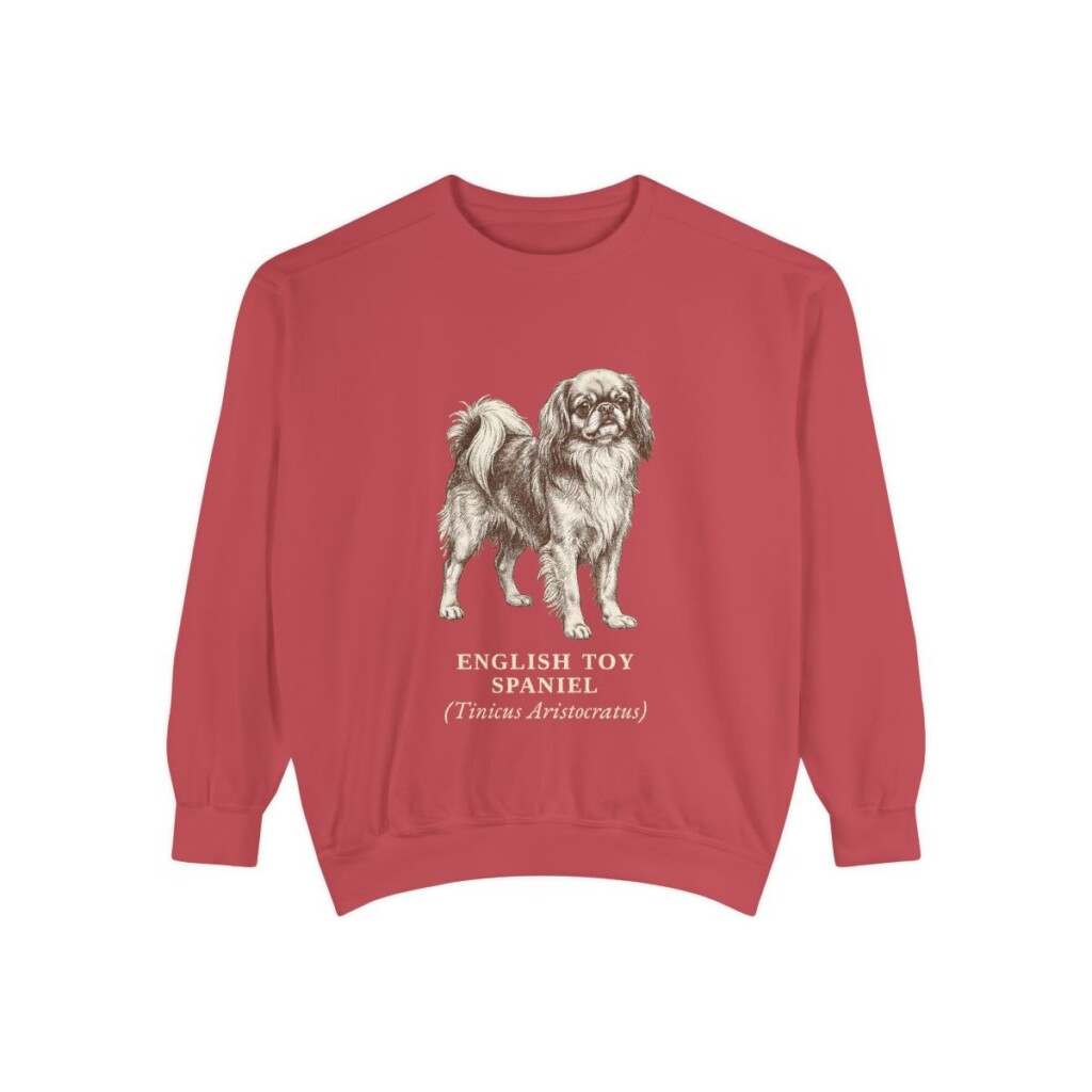 English Toy Spaniel Latin Sweatshirt, Crimson, front view
