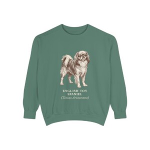 English Toy Spaniel Latin Sweatshirt, Light Green, front view