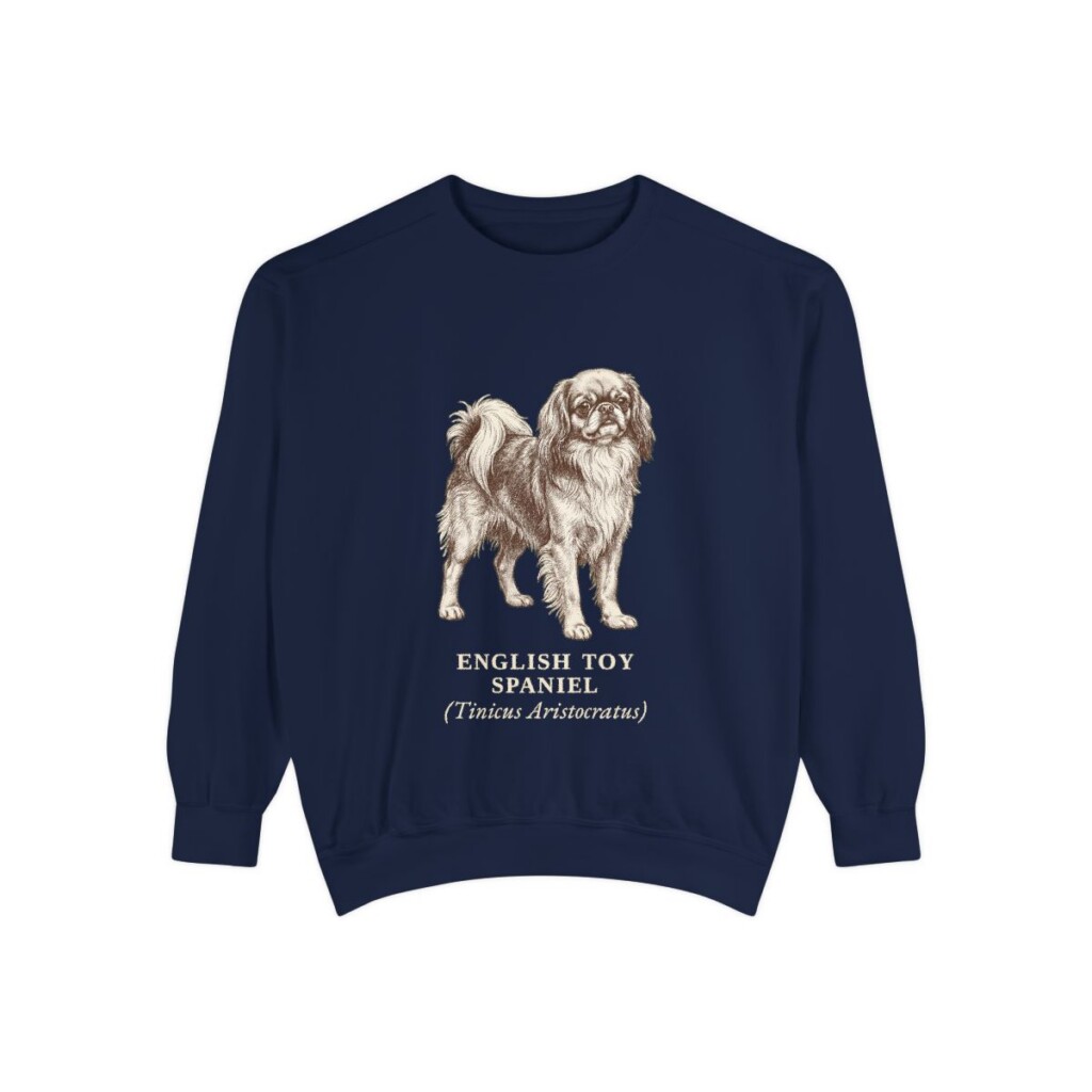 English Toy Spaniel Latin Sweatshirt, True Navy, front view