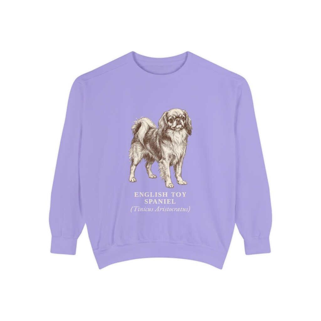 English Toy Spaniel Latin Sweatshirt, Violet, front view