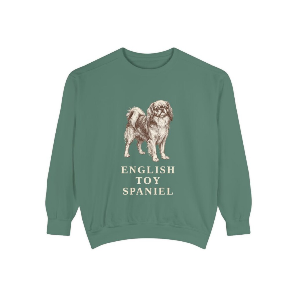 english-toy-spaniel-sweatshirt-light-green English Toy Spaniel Sweatshirt, Light Green, front view