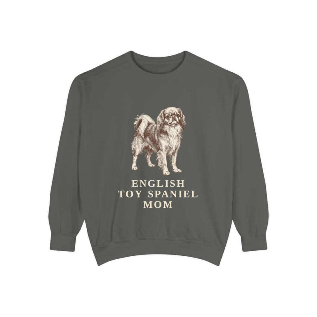 English Toy Spaniel Mom Sweatshirt, Pepper, front view