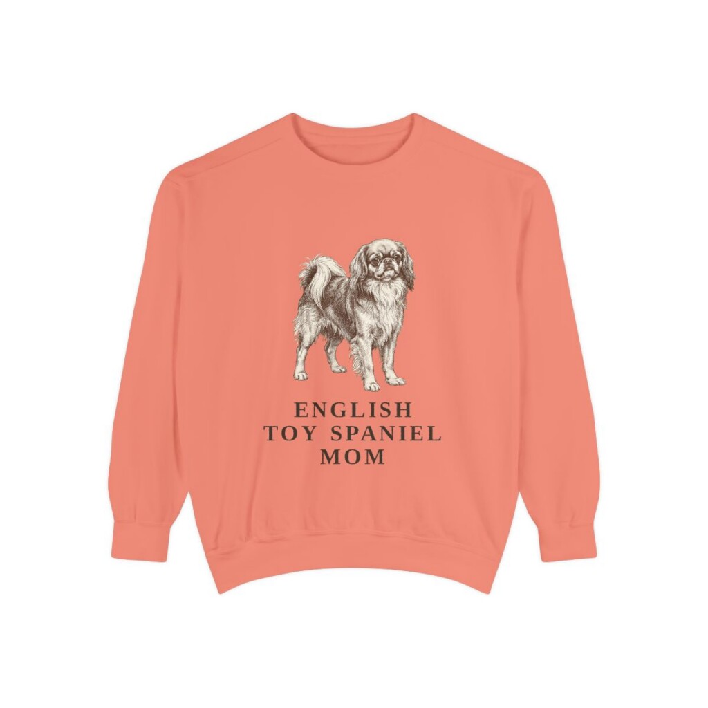 English Toy Spaniel Mom Sweatshirt, Terracotta, front view
